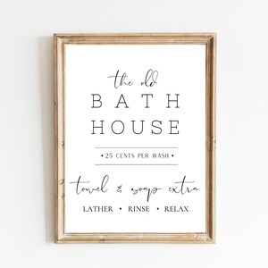 Bath House Bathroom Printable Sign | Digital Download Print | Farmhouse Printable