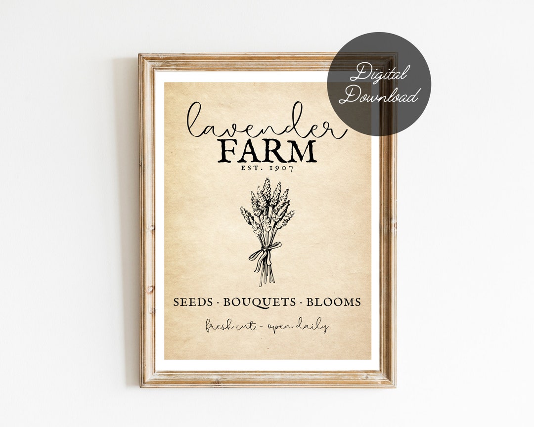Lavender Farm Vintage Printable Sign Digital Download Flower Print 8x10 ...