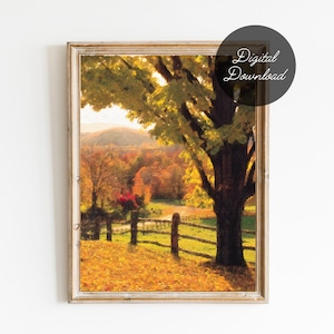 Fall Landscape Digital Painting Printable | 8x10 Autumn Art Digital Download Print
