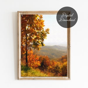 Fall Landscape Digital Painting Printable | 8x10 Autumn Art Digital Download Print