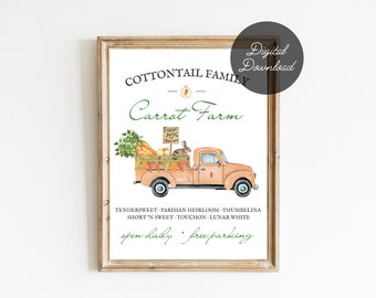 Cottontail Family Carrot Farm Printable Sign | Digital Download Spring Easter Print | 8x10 Farmhouse Printable