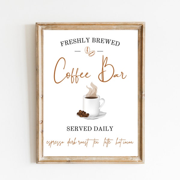 Coffee Bar Printable Sign | Digital Download Print | Farmhouse Printable