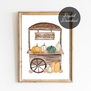Fall Pumpkin Market Printable Sign | Digital Download Autumn Print | 8x10 Vintage Fall Farmhouse Printable