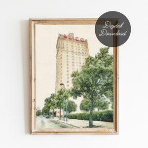 Alico Building Waco Texas Digital Painting Printable | 8x10 Digital Download Print