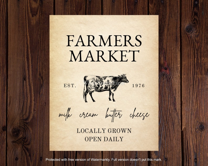 Farmers Market Printable Sign Digital Download Print - Etsy