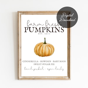 Farm Fresh Pumpkin Printable Sign | Digital Download Autumn Print | 8x10 Fall Farmhouse Printable