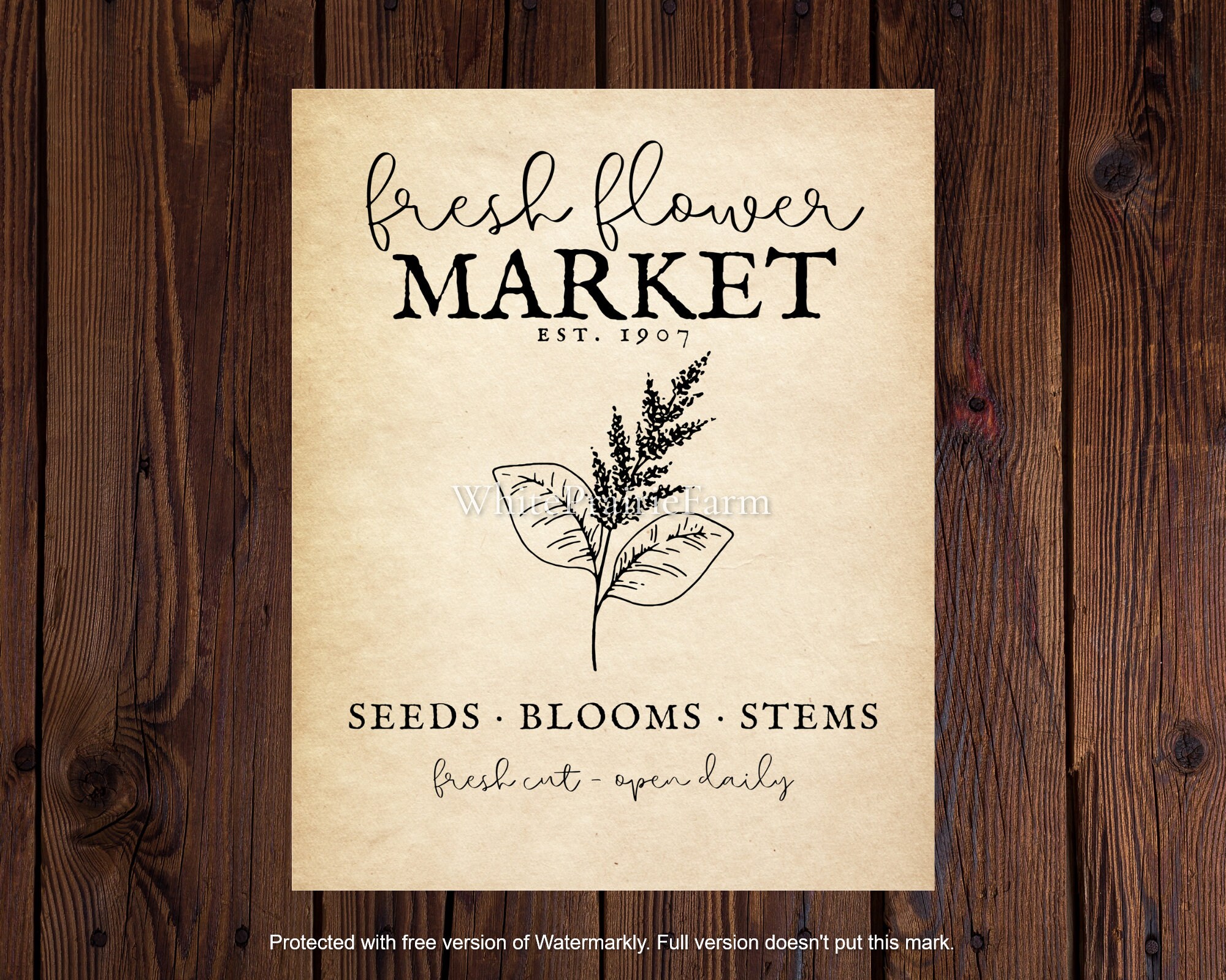 Fresh Flower Market Printable Sign Digital Download Vintage Print 8x10 ...