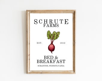 Schrute Farms Bed & Breakfast Printable Sign | The Office Digital Download Print | Farmhouse Printable