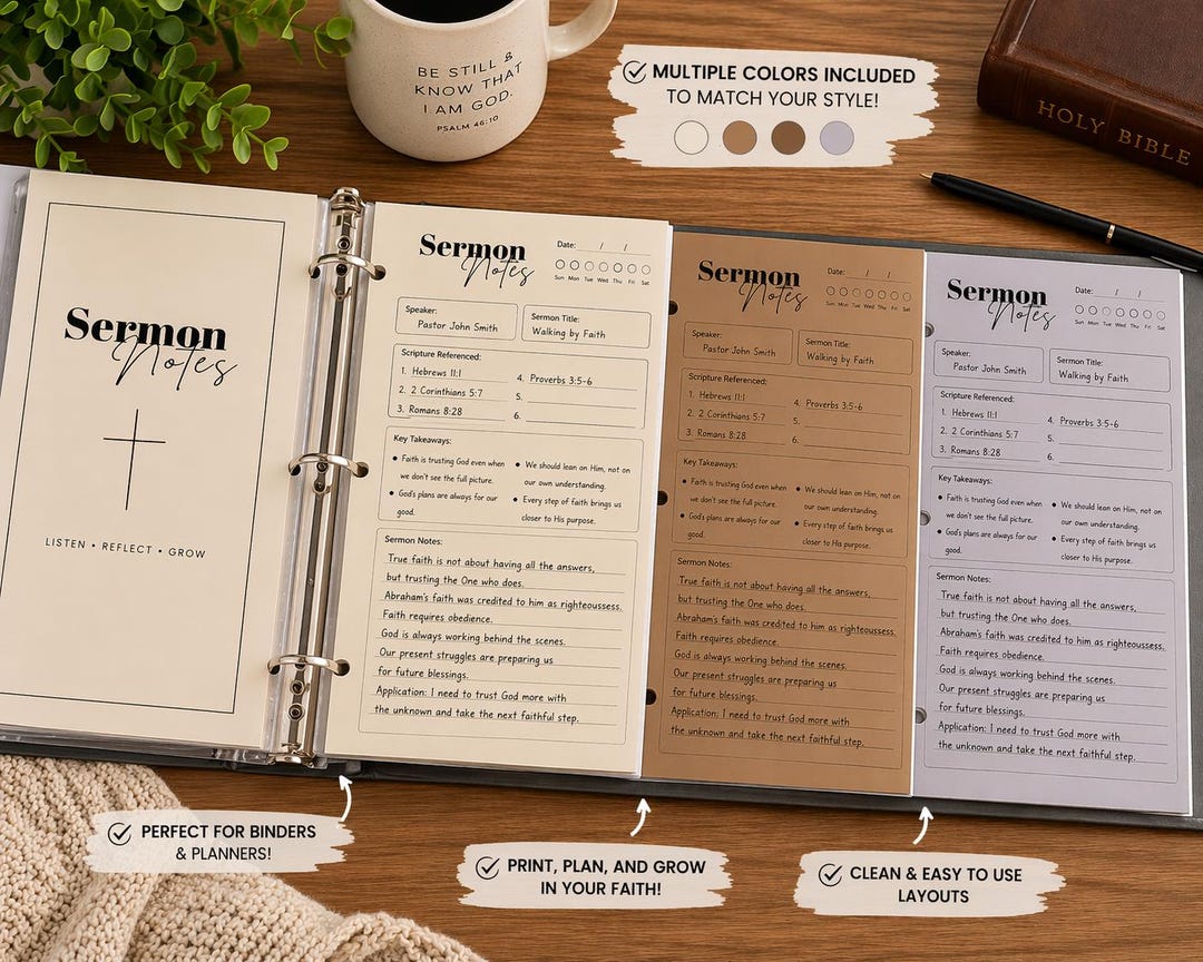 Bible Study Notes Printable | Sermon Notes Template | Christian Planner ...