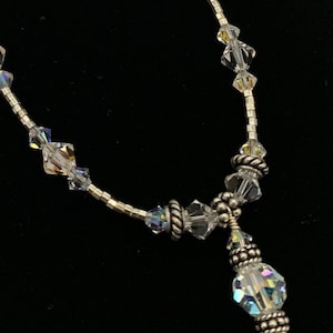 Crystal is April Birthstone. Handmade Swarovski Crystal Necklace with Sterling Silver.Great birthday gift for her.