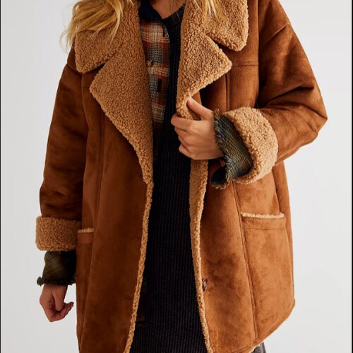 Women Aviator Pilot Style B3 Shearling Faux Fur / Genuine Leather / Vintage Leather Jacket / 90's Leather Jacket / Mid Oversized Jacket