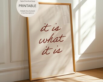 "It Is What It Is" ""It is what it is"" Druckbare motivierende Wandkunst Modernes minimalistisches Plakat Digitaler Download."