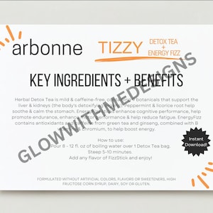 Arbonne | Tizzy | Detox-thee | Bruis | Voorbeeldkaarten | Direct downloaden | Digitaal bestand | Afdrukbaar | Downloaden en afdrukken | Gloed met mij