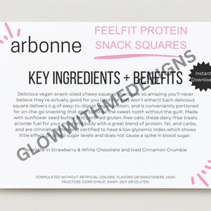 Arbonne | VoelFit | Eiwit Snack Pleinen| Voorbeeldkaarten | Direct downloaden | Digitaal bestand | Afdrukbaar | Downloaden en afdrukken | Gloed met mij