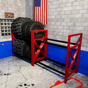 1/10 & 1/24 Scale RC Tire Racks (crawler and touring/drift Arrma Grom ) Scale Garage Addon Scale Diorama