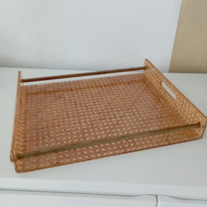 Serving tray//lucite and canework tray//1970s