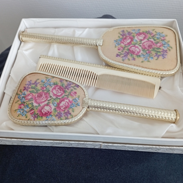 Coffret brosse-miroir//nécessaire de coiffure//brosse à cheveux