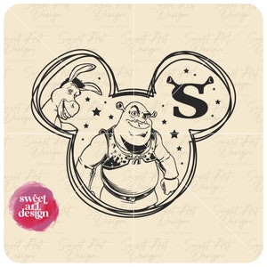 Shrek In Mouse Ears SVG, Donkey Svg, Shrek Logo, Family Trip SVG, Customize Gift Svg, Vinyl Cut File, Svg, Png Printable Design File