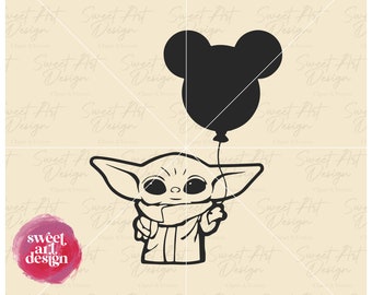 Mandalorian SVG, Baby Yoda Mouse Balloon, Family Trip SVG, Customize Gift Svg, Vinyl Cut File, Svg, Pdf, Jpg, Png, Ai Printable Design Files