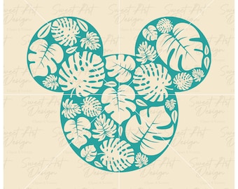 Tropical Leaves Mouse SVG: Summer Vacation Cut File (PDF, SVG)