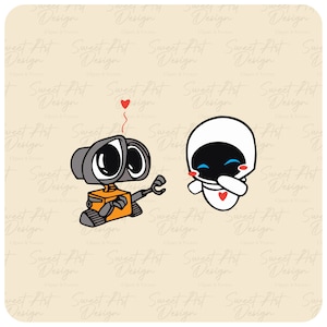 Wall-e and Darling SVG, Valentine&#39;s Day SVG, February 14th Customize Gift Svg, Vinyl Cut File, Svg, Pdf, Png, Ai Printable Design Files