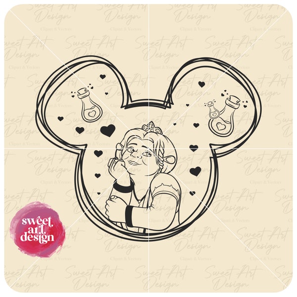 Princess Fiona Mouse Ears SVG, Love Potion Svg, Shrek , Family Trip 2024 SVG, Customize Gift Svg, Vinyl Cut File Png Printable Design File