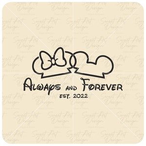 Always And Forever SVG, Couple Mouse SVG, Family Trip SVG, Customize Gift Svg, Vinyl Cut File, Svg, Pdf, Jpg, Png, Ai Printable Design Files