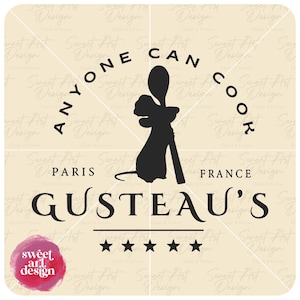 Gusteau&#39;s SVG、Little Chef PNG、Anyone Can Cook SVG、Ratatouille SVG、印刷可能なファイル、SVGカットファイル