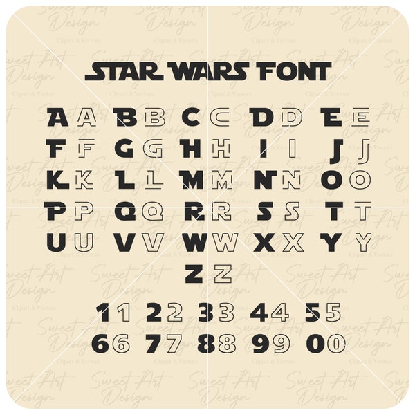 Star Wars Alphabet SVG, Star Wars Font SVG, Star Wars Letters SVG, Customize Gift Svg, Vinyl Cut File, Otf, Svg, Pdf, Printable Design File