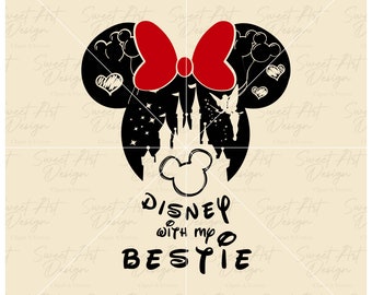 Magical Kingdom With My Bestie Red Bow SVG, Mouse Family Trip SVG, Customize Gift Svg, Vinyl Cut File, Svg, Pdf, Jpg, Png, Ai Printable File