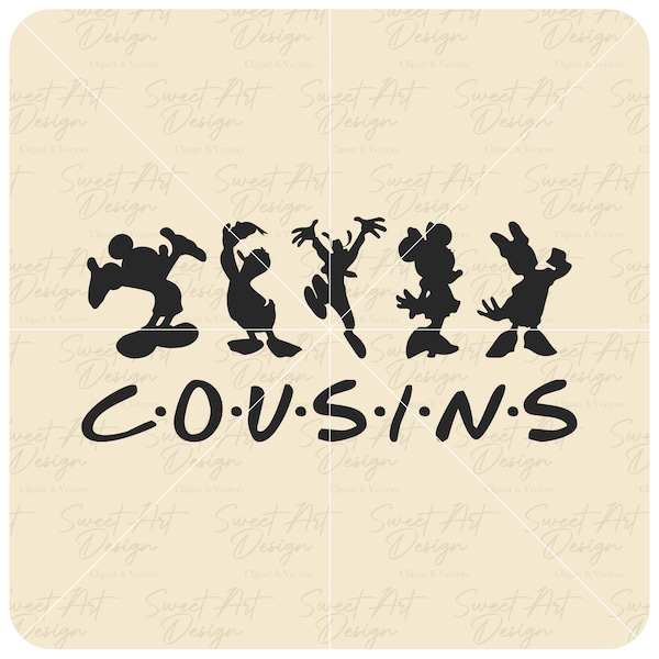 Cousins Cartoon Characters Friends SVG, Magical SVG, Family Trip SVG, Customize Gift Svg, Vinyl Cut File, Pdf, Png, Ai Printable Design File