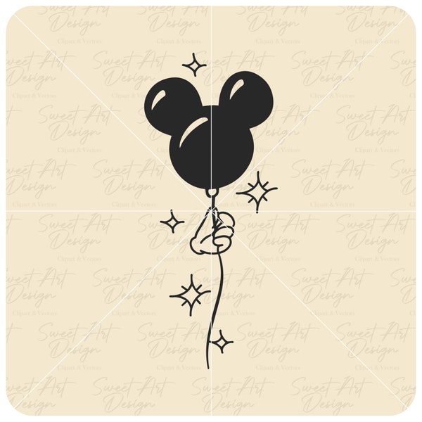 Mouse Hand and Balloon SVG, Mouse Balloon, Family Trip SVG, Customize Gift Svg, Vinyl Cut File, Svg, Pdf, Jpg, Png, Ai Printable Design File