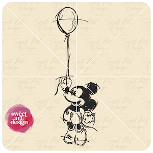 Mouse Holding a Balloon SVG, Mouse Balloon, Family Trip SVG, Customize Gift Svg, Vinyl Cut File, Svg, Pdf, Jpg, Png, Ai Printable Design