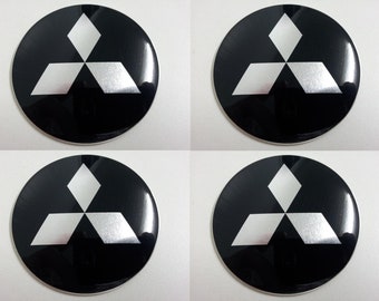 Mitsubishi Black/Chrome car wheel center symbols