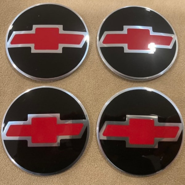 Symboles du centre de roue de voiture Chevrolet noir/rouge/chrome