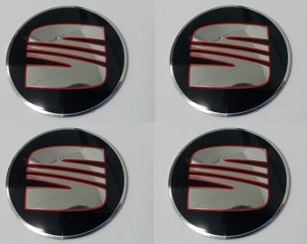 SEAT Black/silver/red car wheel center symbols