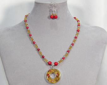 Pressed Flower Necklace and Earring Set