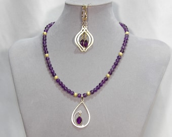 Amethyst Pendant, Necklace, and Earring Set