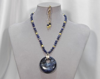 Sodalite Pendant, Necklace, and Earring Set