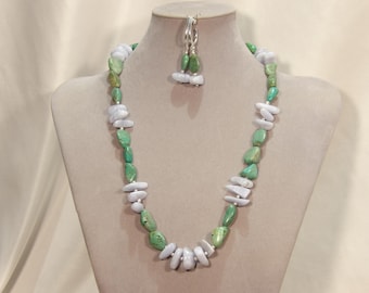 Turquoise and Blue Lace Agate Necklace and Earring Set