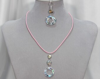 Abalone Circles Pendant, Necklace, and Earring Set