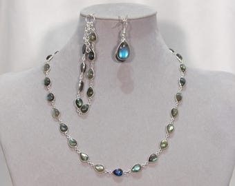 Labradorite Necklace, Bracelet, and Earring Set