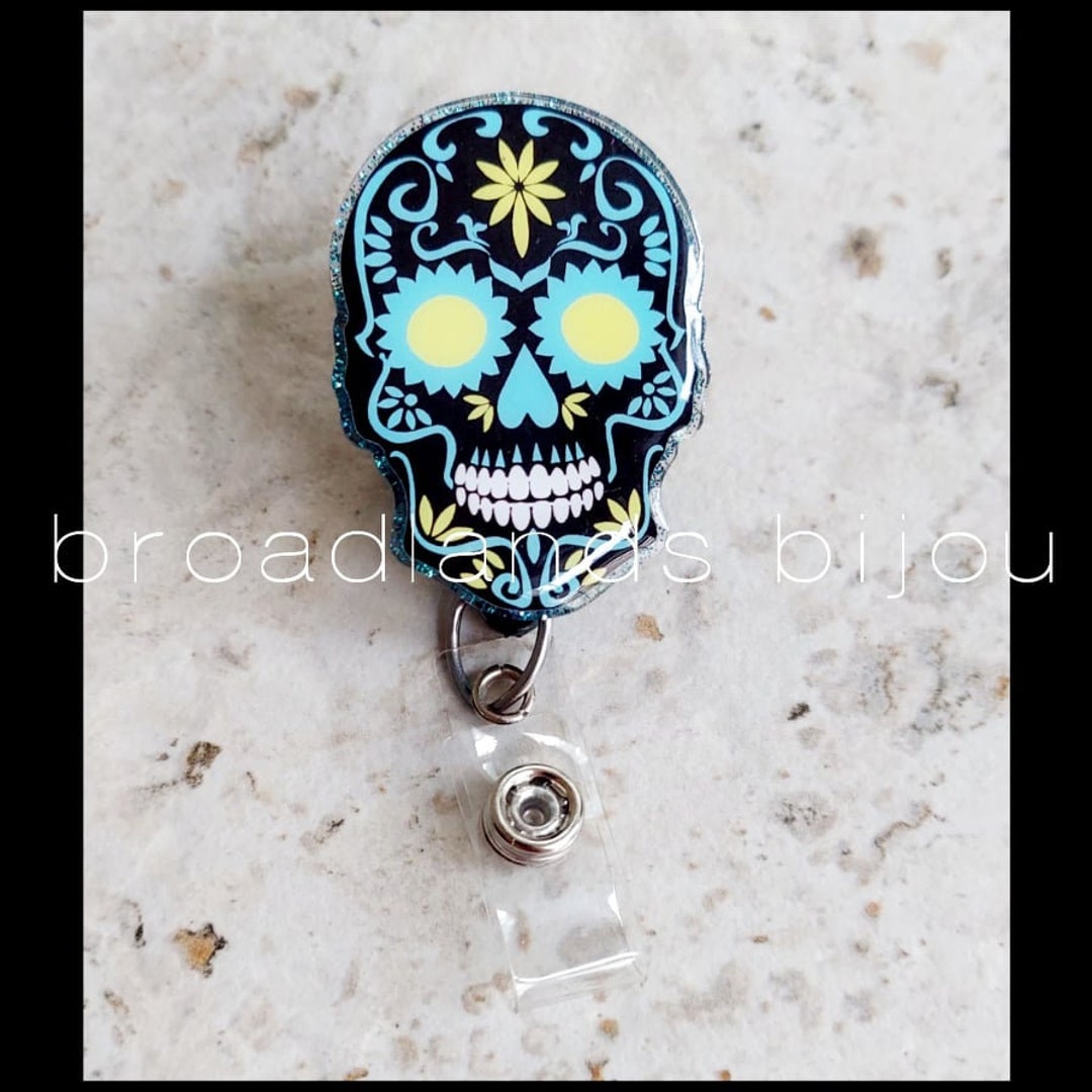 Sugar Skull Badge Reels Etsy
