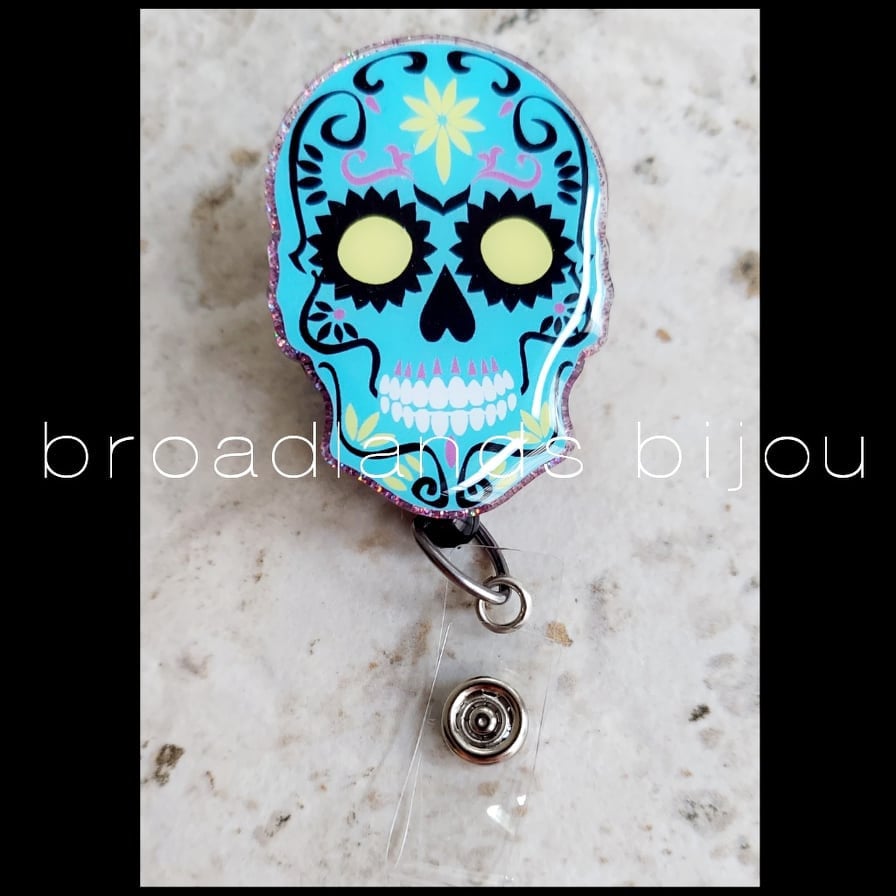 Sugar Skull Badge Reels Etsy