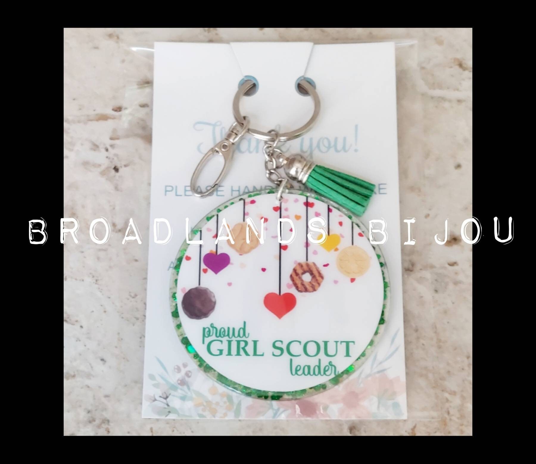 Porte-clés en tissu avec symboles Scouts et Guides de France