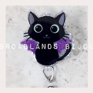 Halloween Bat Cat Badge Reel