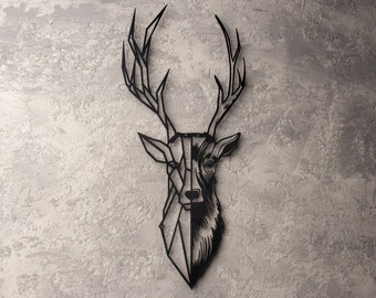 Wanddeko Metall Wandkunst, HirschKopf, Metall Hirsch, Hirsch Schild, Metall Hirsch Dekoration, Weihnachtsgeschenk, Wohnzimmer 44x94cm