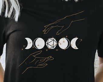 Celestial D20 Phases Shirt - Trendy Dungeons and Dragons T-shirt, Dungeon Master Holiday gift, Tabletop RPG Gaming Shirt, Nerdy Dice Tee