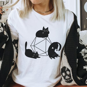 Cat Trio DND Shirt - Trendy Dungeons and Dragons Cat T-shirt, Tabletop RPG Kitty Lover shirt, Dungeon Master gift, Nerdy d20 Dice shirt