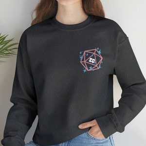 Sparkle D20 Sweater - Trendy Dungeons and Dragons Sweatshirt, Tabletop Game Crewneck, Pink Die Shirt, DND Pullover, Pathfinder Shirt